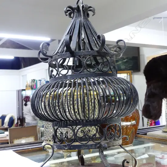 METAL HANGING BIRD CAGE - PERSIANESQUE 