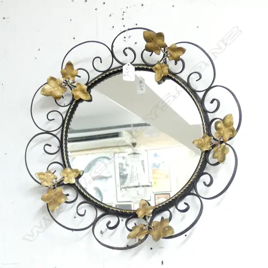 GOLD/BLACK WROUGHT IRON FRAME MIRROR