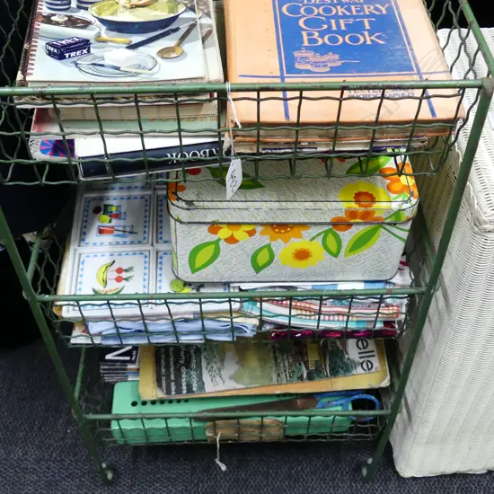 3 TIER BASKET OF KITCHEN; SEWING ACCESSORIES
