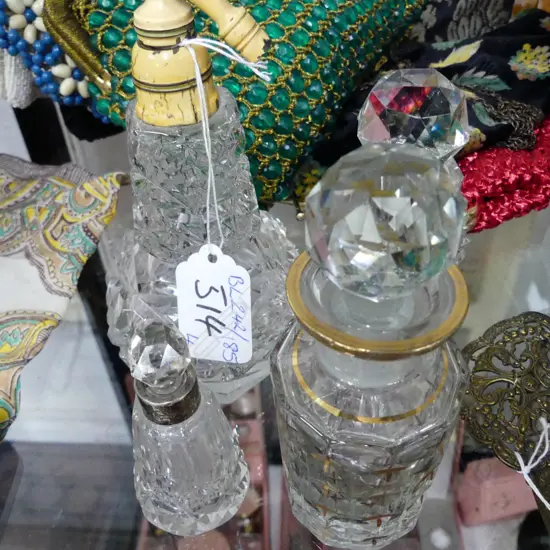 4X  1920 CRYSTAL PERFUME BOTTLES