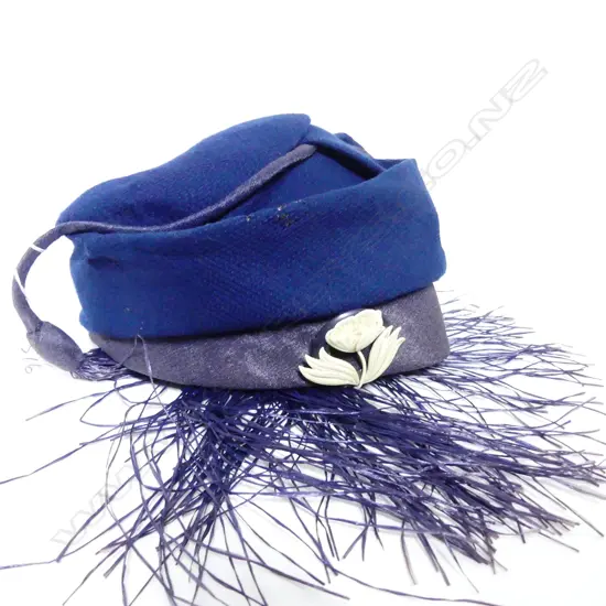 1920 DAY HAT/ RAFFIA TASSEL; WITH BROOCH