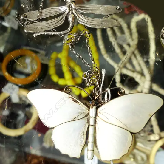 SILVER DRAGONFLY & ENAMELLED BUTTERFLY JEWELS