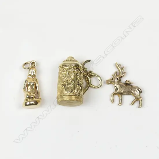 3X 14CT GOLD CHARMS; LITTLE MERMAID.. 11.65GMS