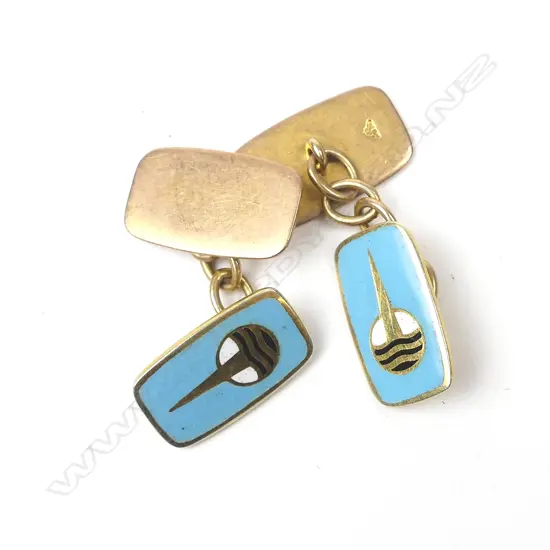 PR 9CT ENAMELLED CUFFLINKS 7.63GMS