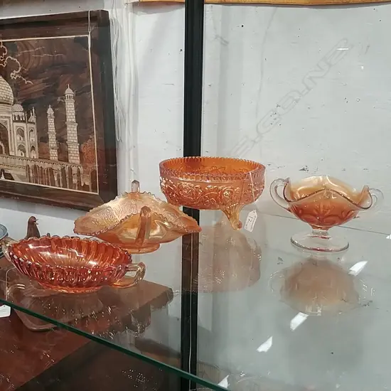 4 CARNIVAL GLASS BOWLS
