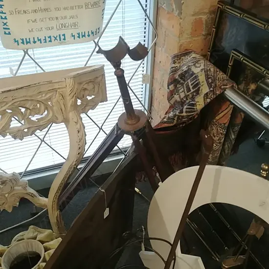 OAK AND BRASS TRIPOD