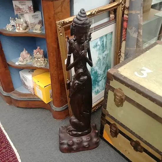 TALL BALINESE WOOD CARVED FIGURE 