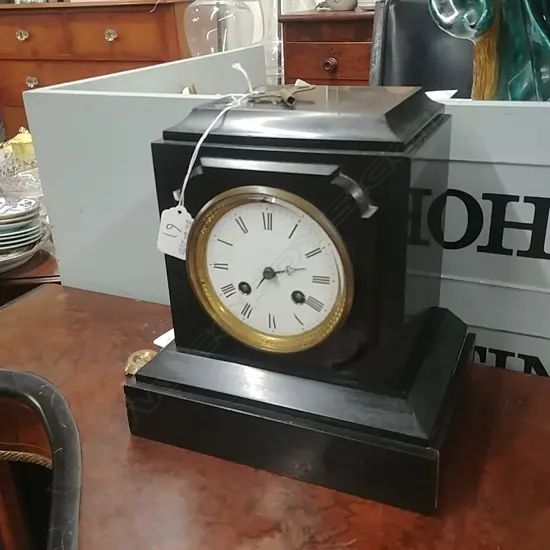 19THC SLATE MANTLE CLOCK