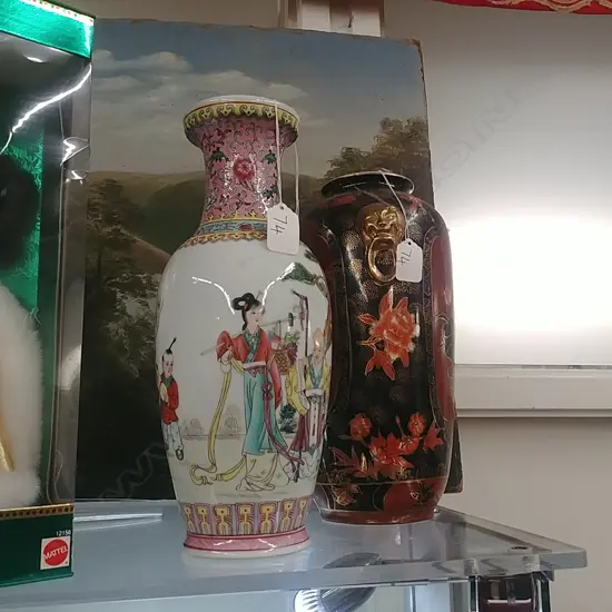 CHINESE CERAMIC VASE + FAMILLE ROSE VASE