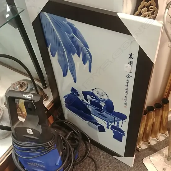 LARGE CHINESE B&W CERAMIC PANEL