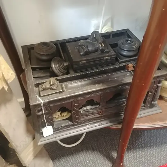 CARVED EBONISED WRITING COMPENDIUM 