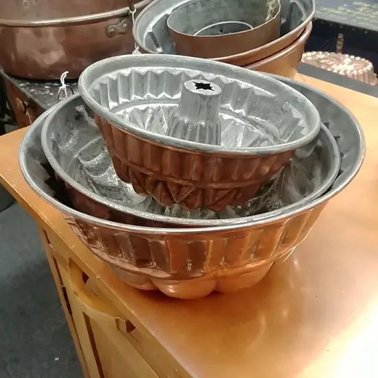 3 COPPER JELLY MOULDS