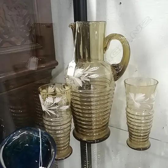 GERMAN GLASS JUG & GLASSES