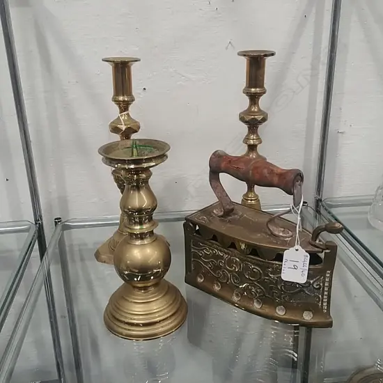 PR BRASS CANDLESTICKS IRON & SINGLE CANDLESTICK