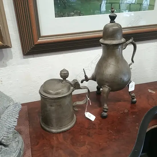 PEWTER WINE DISPENCER & TANKARD AF