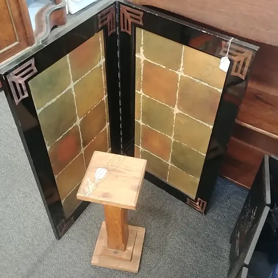 SMALL 2 PANEL SCREEN & OAK STAND