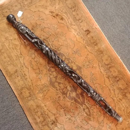 EBONY CARVED WALKINGSTICK