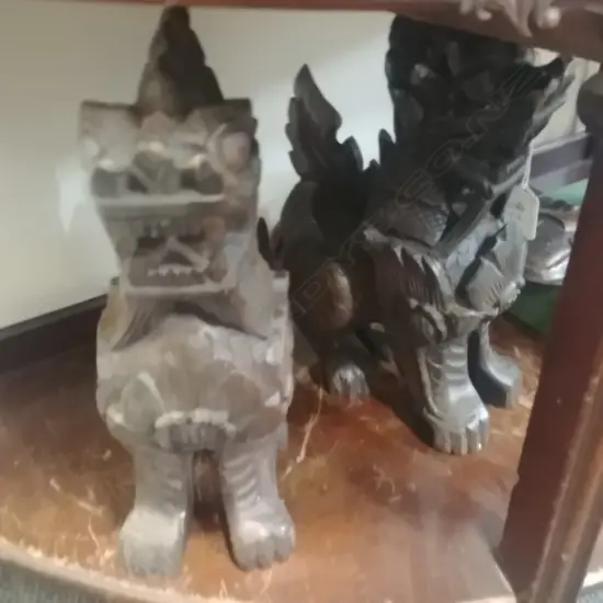 PR WOOD CARVED MYTHICAL BEASTS 