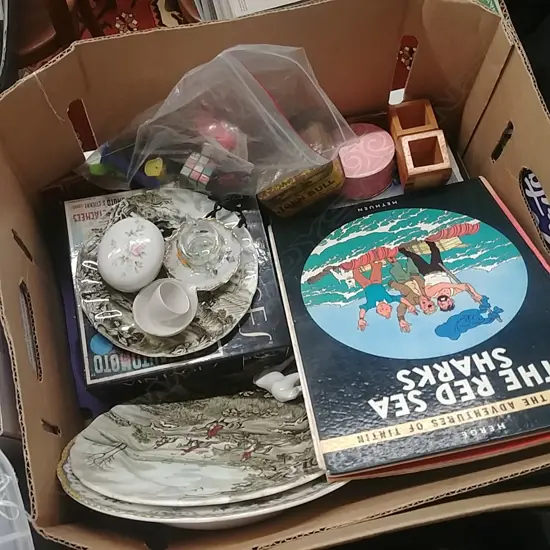 ASST TOYS, TIN TIN & OTHER BOOKS, CHINA ETC