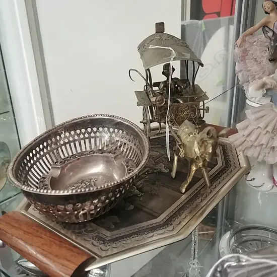 SMALL CONT TRAY RICKSHAW ORN & 2 DISHES