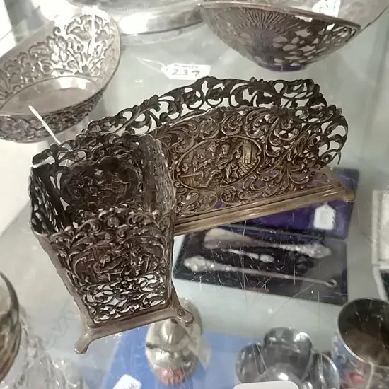 2 DUTCH SILVER SERVETTE HOLDERS