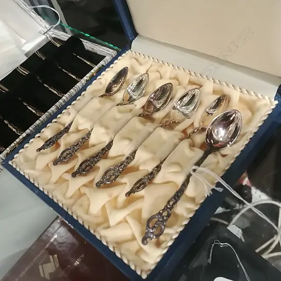 CASED NORWEGIAN STG SILVER TEASPOONS