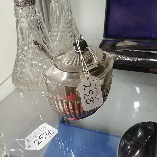 BIRKS STG SILVER SUGAR BOWL+APOSTLE SPOON