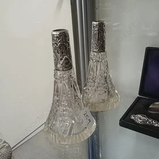 2 SILVER COLLARED SCENT BOTTLES