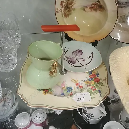 ROYAL WINTON CAKE STAND; 2 CARLTON WEAR PCS