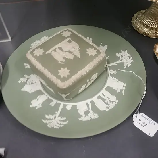 2PCS GREEN JASPER WEDGWOOD