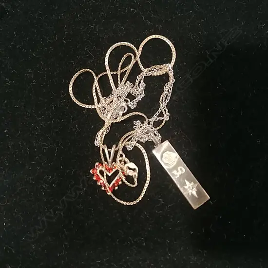 SILVER INGOT/CHAIN & GARNET PENDANT/CHAIN