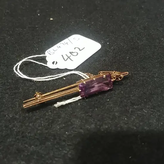 9CT ROSE GOLD AMETHYST? BAR BROOCH