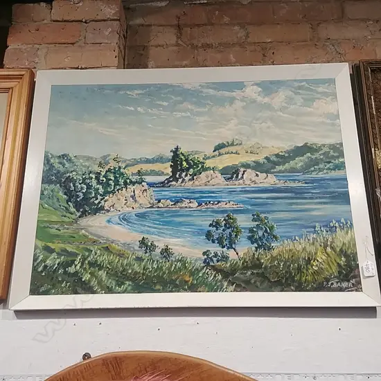 P J BAKER OIL PAINTING TUTUKAKA NORTHLAND
