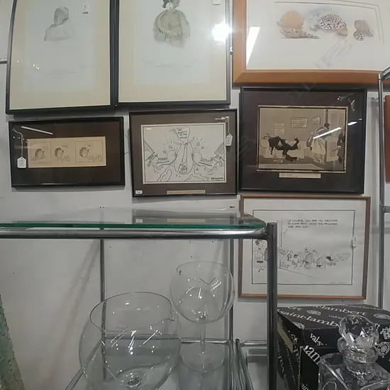 4 FRAMED CARTOONS