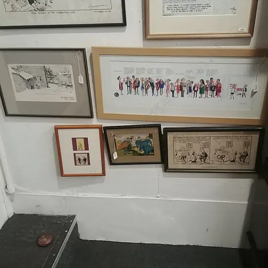 5 FRAMED CARTOONS TIN-TIN ETC