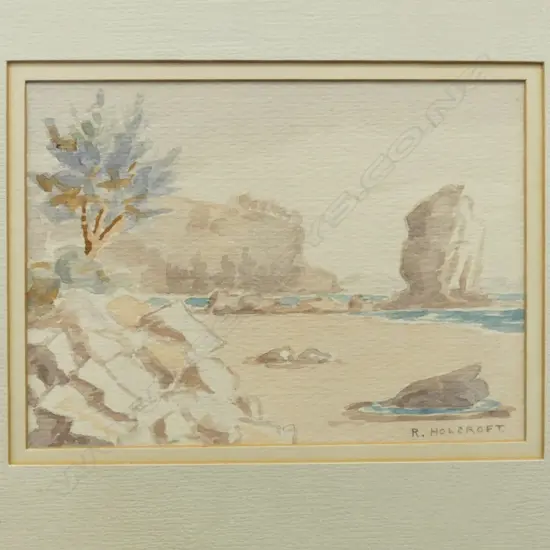 V HOLCROFT, BEACH, W/C ON PAPER, SIGNED