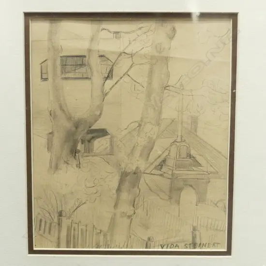VIDA STEINERT, TREE TOPS, PENCIL ON PAPER, SIGNED