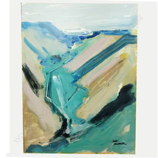 JOHN HORNER, RIVER, OIL ON BOARD, SIGNED