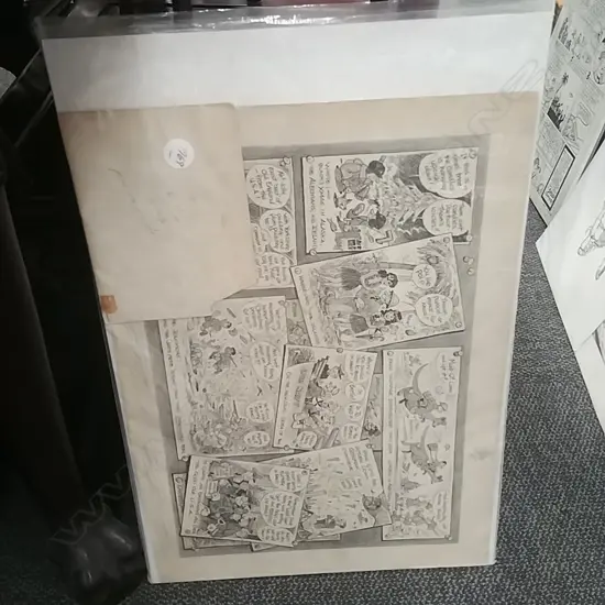 2 UNFRAMED CARTOONS & COMIC COVER