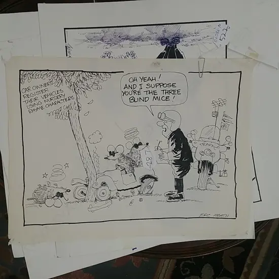 4 VINTAGE NZ CARTOONS; MAINLY POLICE