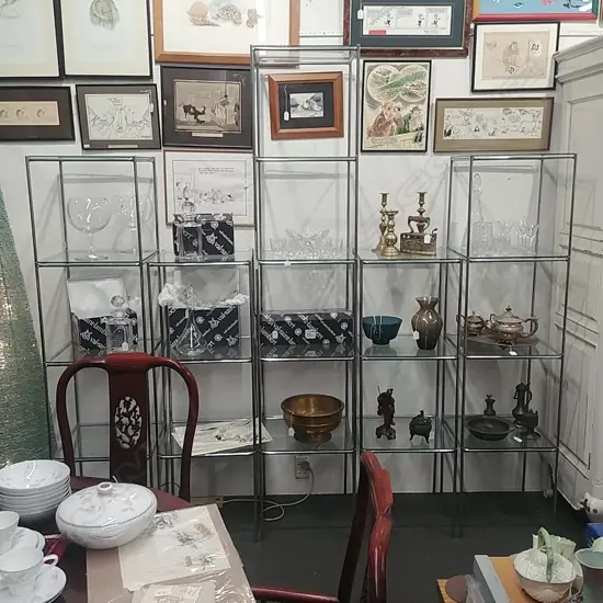 19 CHROME & GLASS STACKING DISPLAY CUBE SHELVES