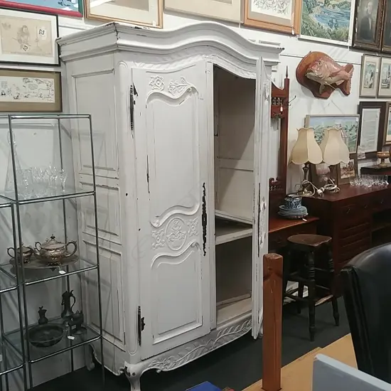 WHITE PAINTED FRENCH STYLE ARMOIRE 