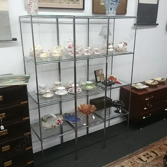 12 CHROME & GLASS STACKING DISPLAY CUBE SHELVES