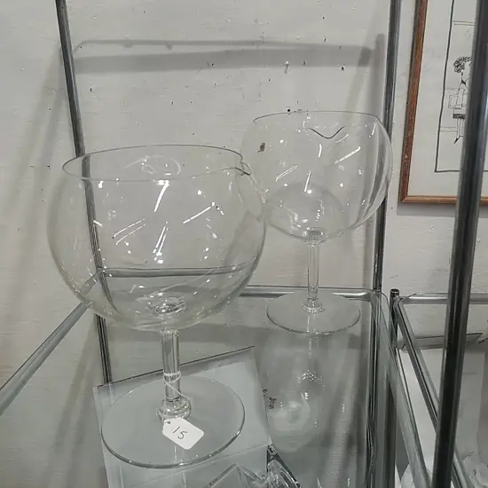 PAIR VAL ST. LAMBERT WINE GOBLET DECANTERS