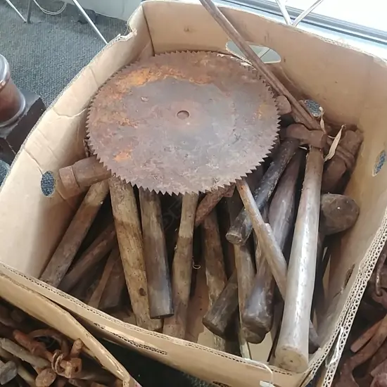 BOX LOT HAMMERS ETC