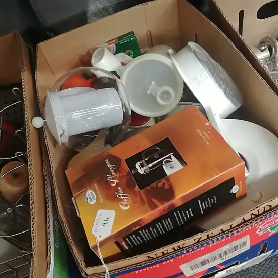 BOX OF KITCHENALIA  - ETONS, BODUM ETC.
