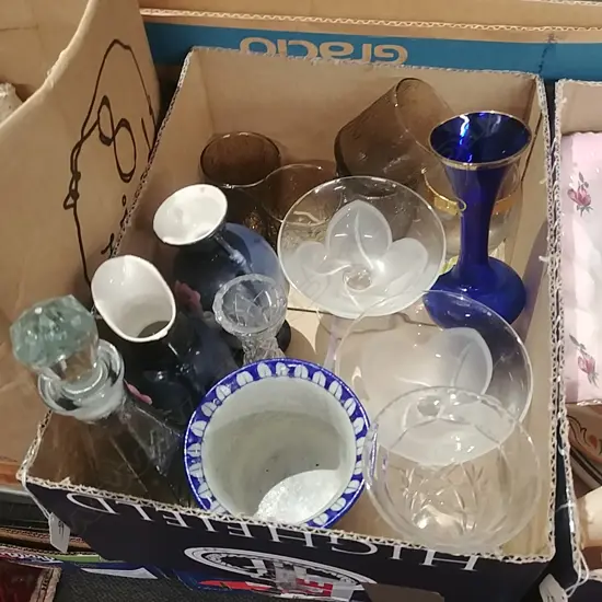 BOX LOT CHINA & GLASSES