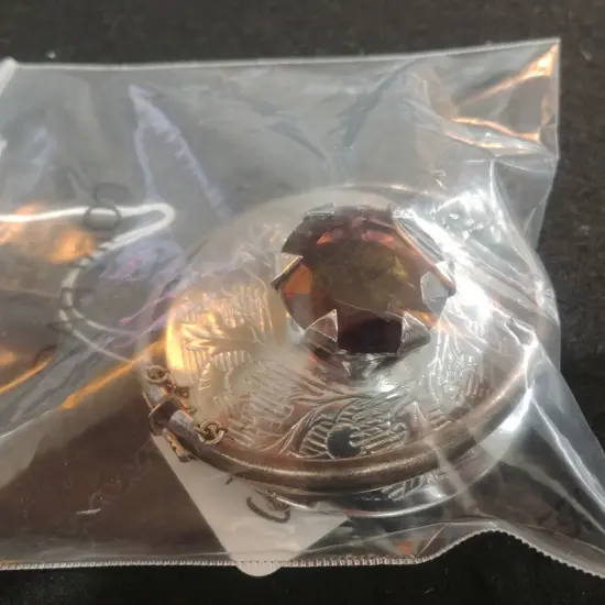 LARGE SCOTTISH BROOCH & SILVER BANGLE