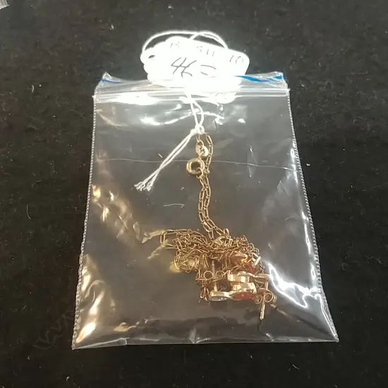 10CT GD ORANGE SAPP/DIA PENDANT & EARRINGS