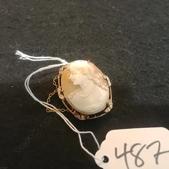 9CT GOLD PLATED CAMEO BROOCH